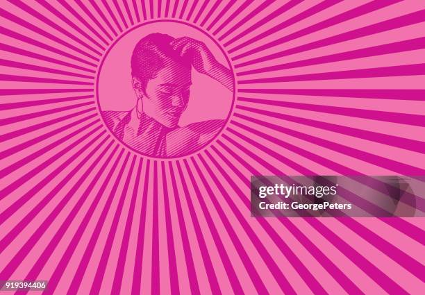 mixed race woman and psychedelic pattern - salsa dancing stock illustrations