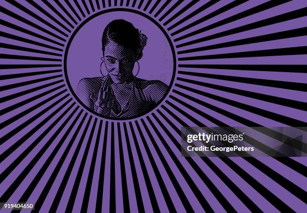 mixed race woman and psychedelic pattern - salsa music stock illustrations