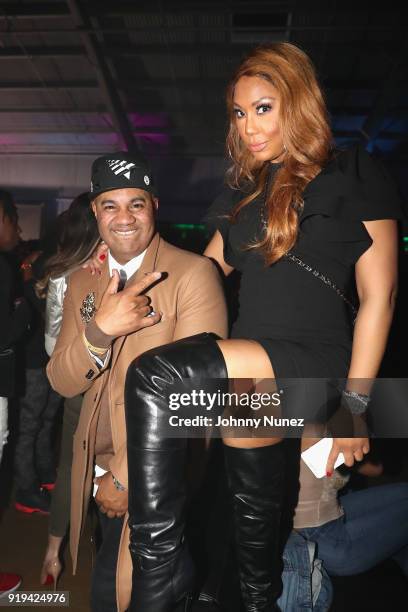 Lenny S and Tamar Braxton attend the 2 Chainz Hosts NBA All-Star Def Jam End Party at Milk Studios on February 16, 2018 in Los Angeles, California.