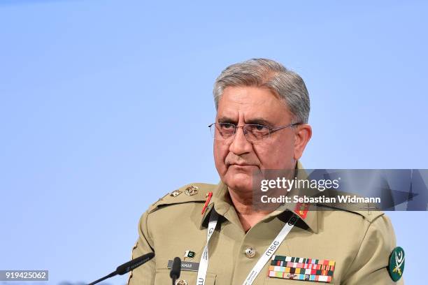 Pakistan's Chief of Army Staff Qamar Javed Bajwa delivers a speech at the 2018 Munich Security Conference on February 17, 2018 in Munich, Germany....