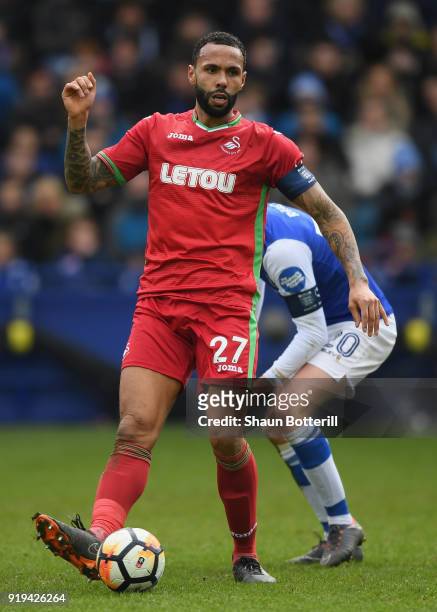 Kyle Bartley of Swansea City during the Emirates FA Cup Fifth Round match between Sheffield Wednesday and Swansea City at Hillsborough on February...