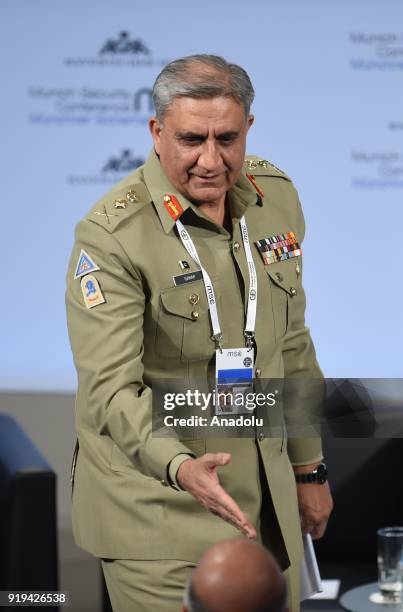 Qamar Javed Bajwa, Chief of Army Staff of Pakistan attends the 54th Munich Security Conference at Hotel Bayerischer Hof in Munich, Germany, on...