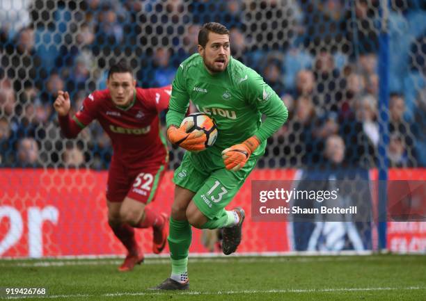Kristoffer Nordfeldt of Swansea City during the Emirates FA Cup Fifth Round match between Sheffield Wednesday and Swansea City at Hillsborough on...