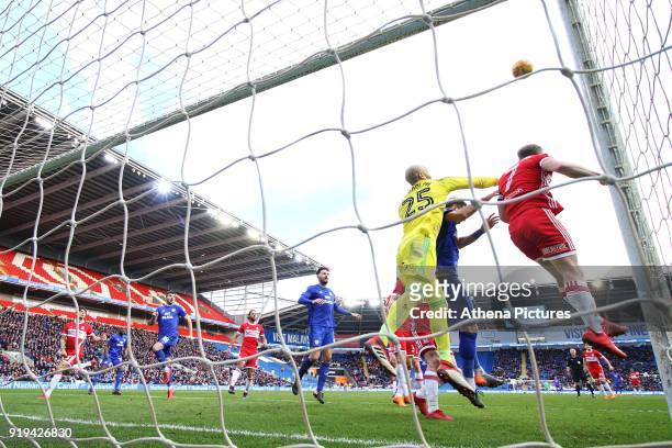 Darren Randolph of Middlesbrough punches the ball away during the Sky Bet Championship match between Cardiff City and Middlesbrough at the Cardiff...
