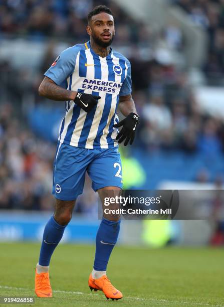 Jurgen Locadia of Brighton and Hove Albion during the Emirates FA Cup Fifth Round match between Brighton and Hove Albion and Coventry City at Amex...