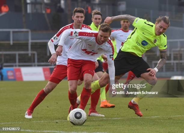 Christoph Menz of Cologne and Manuel Schaeffler of Wiesbaden fight for the ball during the 3. Liga match between SC Fortuna Koeln and SV Wehen...