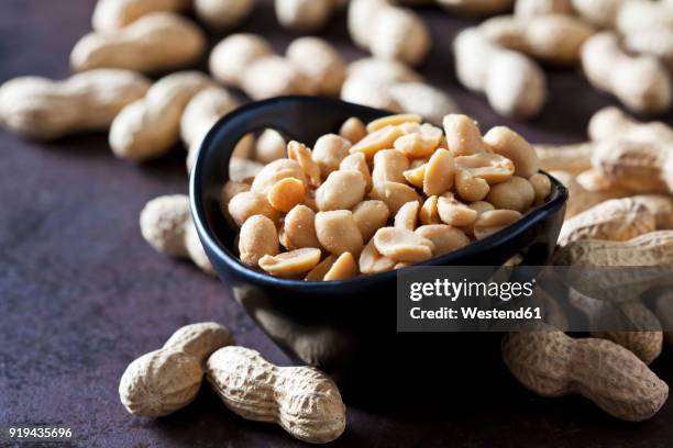 bowl of salted peanuts - gezout stockfoto's en -beelden