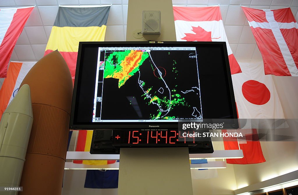 A weather radar map on NASA television N