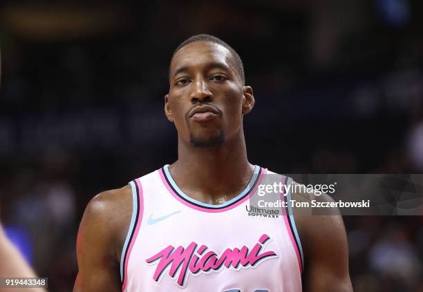 Bam Adebayo of the Miami Heat during their NBA game against the Toronto Raptors at Air Canada Centre on February 13, 2018 in Toronto, Canada. NOTE TO...