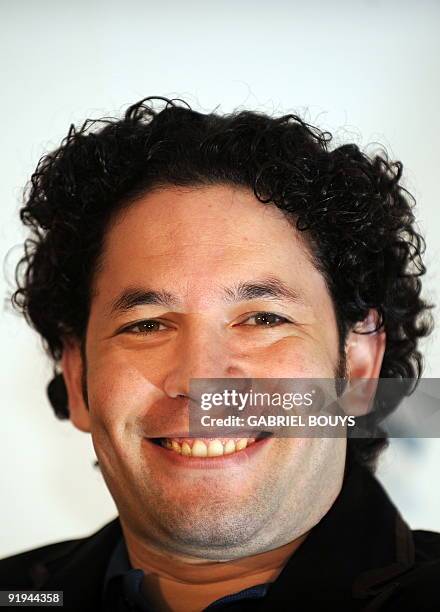 The new Music Director of the Los Angeles Philharmonic, Gustavo Dudamel from Venezuela, holds a press conference in Los Angeles, California, on...