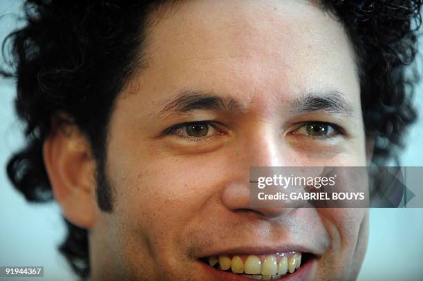 The new Music Director of the Los Angeles Philharmonic, Gustavo Dudamel from Venezuela, holds a press conference in Los Angeles, California, on...