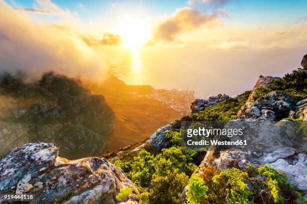 africa, south africa, western cape, cape town, table mountain - table mountain south africa fotografías e imágenes de stock