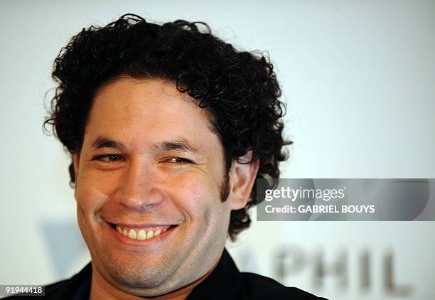 The new Music Director of the Los Angeles Philharmonic, Gustavo Dudamel from Venezuela, holds a press conference in Los Angeles, California, on...