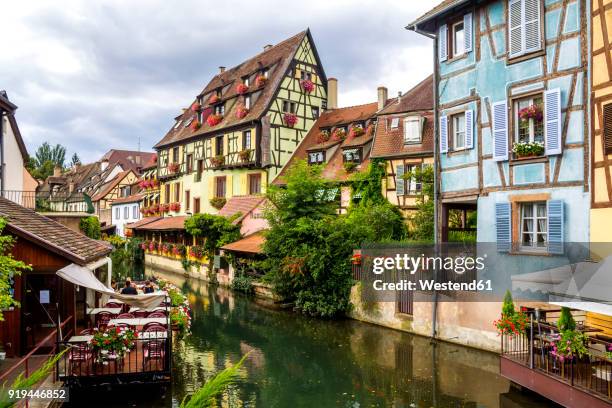 france, colmar, old town, half-timbered houses in little venice - alsace stock pictures, royalty-free photos & images