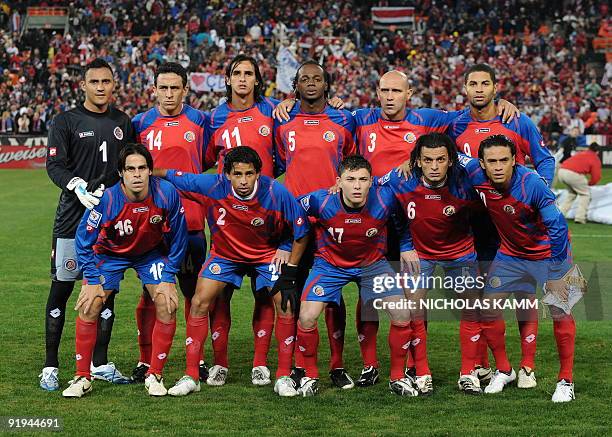 The Costa Rican national football team poses for photographers before the start of a 2010 World Cup qualifier against the US at RFK Stadium in...