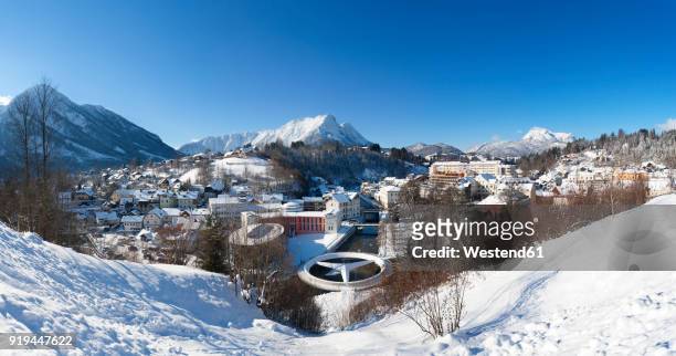 austria, styria, salzkammergut, bad aussee with mercedes bridge - bad aussee stock pictures, royalty-free photos & images