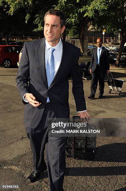 Howard K. Stern leaves the Los Angeles Superior Court with members of his legal team on October 15, 2009 after the third day of a preliminary hearing...