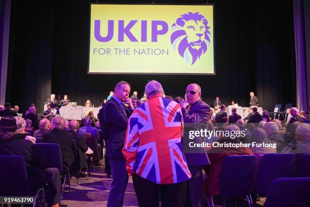 Members wait for the count of the ballot papers during the UKIP Extra-Ordinary Leadership Meeting at the International Convention Centre on February...