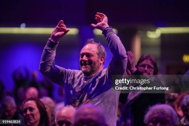 Members celebrate after Former leader Henry Bolton lost his leadership after the UKIP Extra-Ordinary Leadership Meeting at the International...
