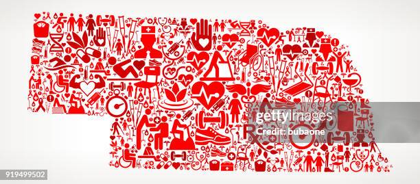 nebraska garden and gardening vector icon pattern - senior exercise machine stock illustrations