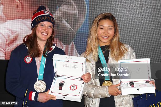 Olympians Arielle Gold and Chloe Kim attend the USA House at the PyeongChang 2018 Winter Olympic Games on February 14, 2018 in Pyeongchang-gun, South...