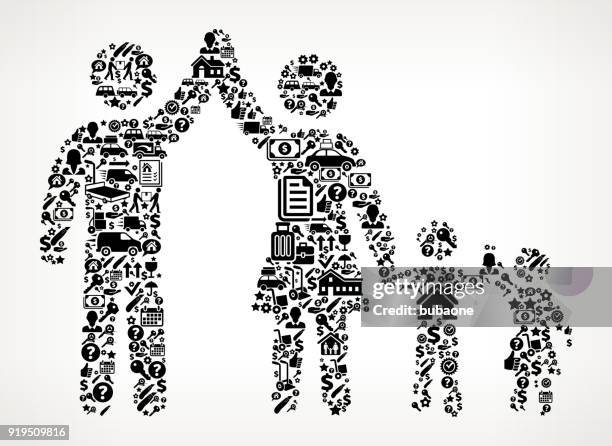 family moving and relocation icon pattern - child lifting box stock illustrations