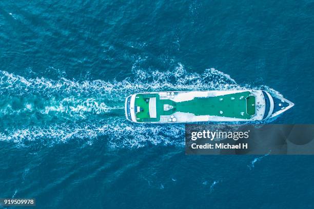 Aerial view of cruise boat