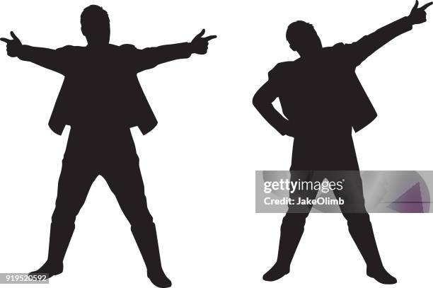 man pointing finger guns silhouettes - handgun outline stock illustrations