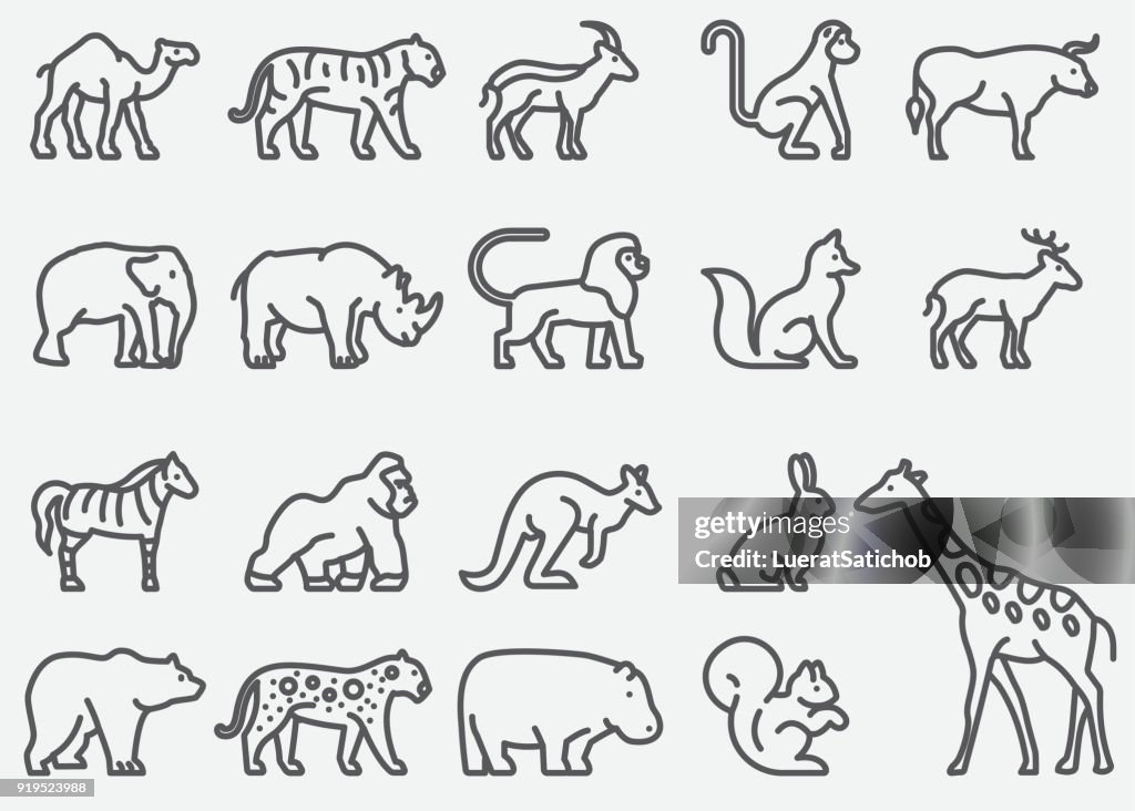 Wilde Tiere Linie Symbole
