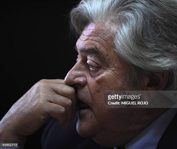 The presidential candidate of Uruguay's National Party, Luis Alberto Lacalle, during a press conference October 16, 2009 in Montevideo. According to...