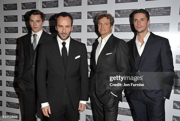 Nicholas Hoult, Tom Ford, Colin Firth and Matthew Goode attends the Screening of 'A Single Man' during The Times BFI London Film Festival at Vue West...