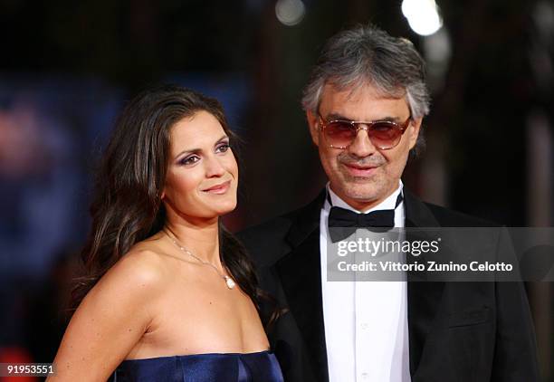 Singer Andrea Bocelli with his wife Veronica Berti attend 'The City Of Your Final Destination' Premiere during day 2 of the 4th Rome International...