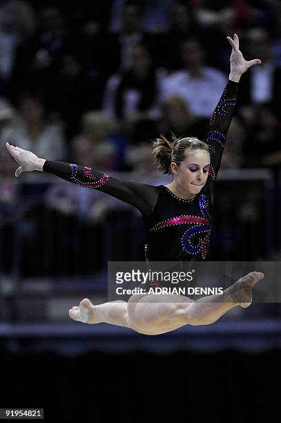 Australia's Lauren Mitchell performs in the balance beam event in the women's individual all-around final during the Artistic Gymnastics World...