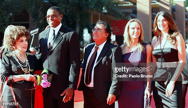 Gina Lollobrigida, Carl Lewis, Albano Carrisi, Valentina Vezzali and Elisa Isoardi attend the FAO Ambassadors Red Carpet during Day 2 of the 4th...