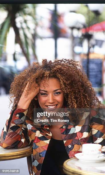 British singer-songwriter, television presenter and actress Melanie Brown, Mel B, of girl group the Spice Girls, Paris, 1996.