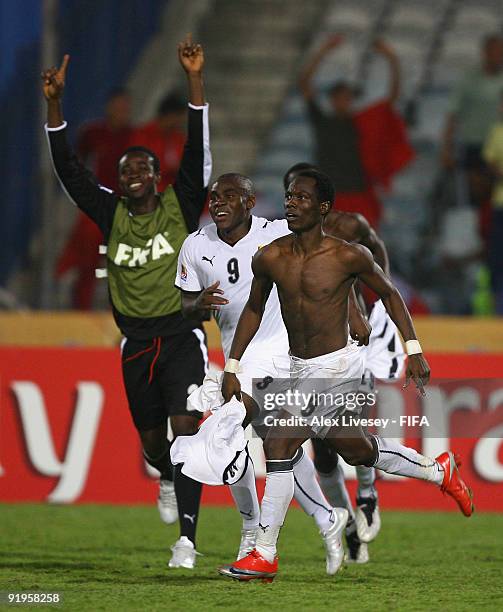 Emmanuel Agyemang-Badu of Ghana celebrates after scoring the winning penalty during a penalty shoot out against Brazil in the FIFA U20 World Cup...