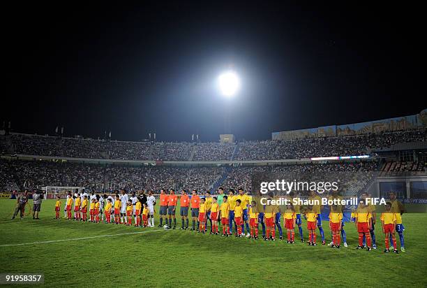 The teams lineup before the FIFA U20 World Final match between Ghana and Brazil at the Cairo International Stadium on October 16, 2009 in Cairo,...