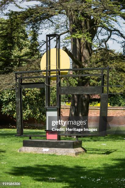 'Construction ', sculpture by Barbara Hepworth, Winchester Cathedral, Dome Alley, Winchester, Hampshire, 2015. Detail view from the south of the...