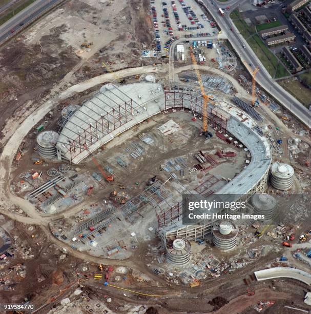 City of Manchester Stadium, Manchester, under construction, March 2001. Aerial view. This new 41,000 capacity athletics stadium was built as part of...