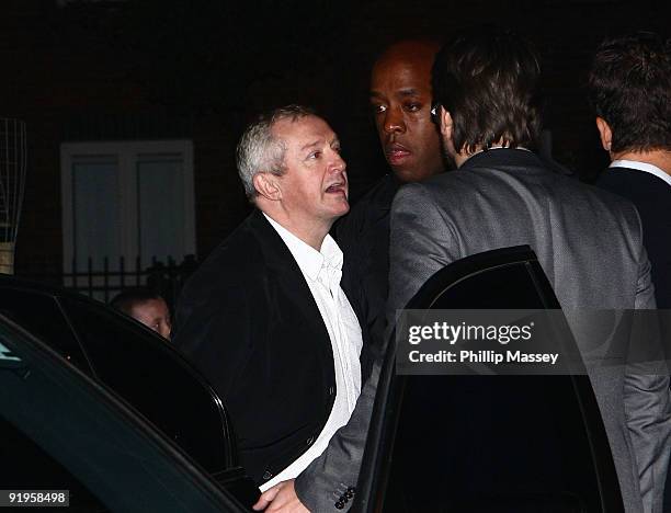 Louis Walsh leaves Saint Lawrence O'Toole church where Boyzone member Stephen Gatley's remains were brought on October 16, 2009 in Dublin, Ireland.