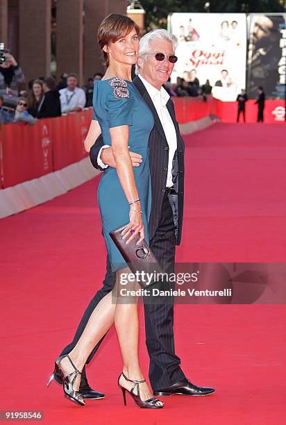 Cary Lowell and Richard Gere attend the "Hachico: A Dog's Story" Premiere during day 2 of the 4th Rome International Film Festival held at the...