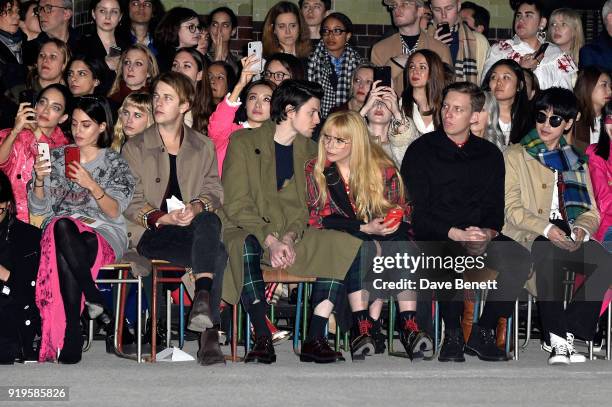 Tom Odell, James Bay, Paloma Faith and George Ezra wearing Burberry at the Burberry February 2018 show during London Fashion Week at Dimco Buildings...