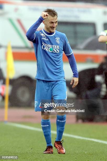 Alfredo Donnarumma of Empoli FC celebrates after scoring a goal during the serie B match between FC Empoli and Parma Calcio at Stadio Carlo...
