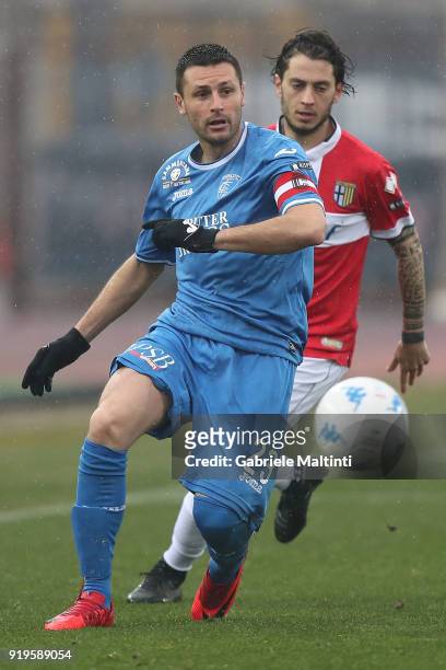 Manuel Pasqual of Empoli Fc in action during the serie B match between FC Empoli and Parma Calcio at Stadio Carlo Castellani on February 17, 2018 in...