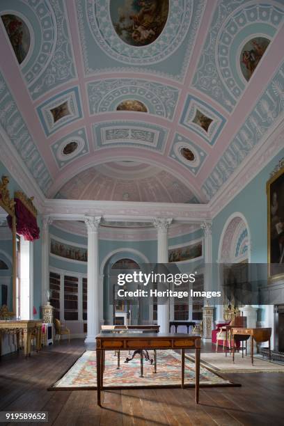 The Library, Kenwood House, Hampstead, London, circa 2013. Kenwood House was remodelled by Robert Adam in the neoclassical style between 1764 and...