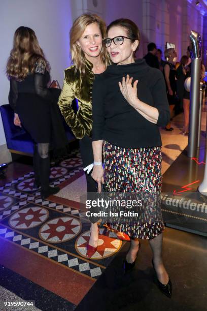 German actress Leslie Malton and German actress Hannelore Elsner attends the Blue Hour Reception hosted by ARD during the 68th Berlinale...