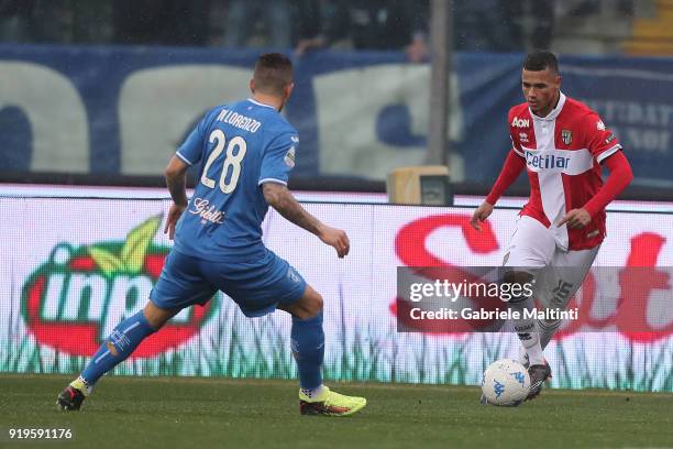 Alessio Seregio Da Cruz of Parma Calcio in action during the serie B match between FC Empoli and Parma Calcio at Stadio Carlo Castellani on February...