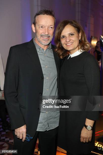 German actor Michael Roll and guest attend the Blue Hour Reception hosted by ARD during the 68th Berlinale International Film Festival Berlin on...