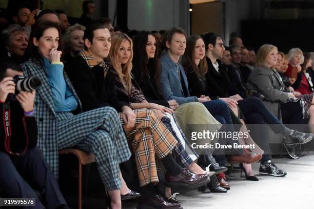 Michelle Dockery, James Righton, Sienna Miller, Keira Knightley, Simon Woods, Chelsea Clinton and Marc Mezvinsky wearing Burberry at the Burberry...