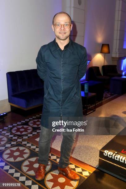 German actor Stefan Konarske attends the Blue Hour Reception hosted by ARD during the 68th Berlinale International Film Festival Berlin on February...